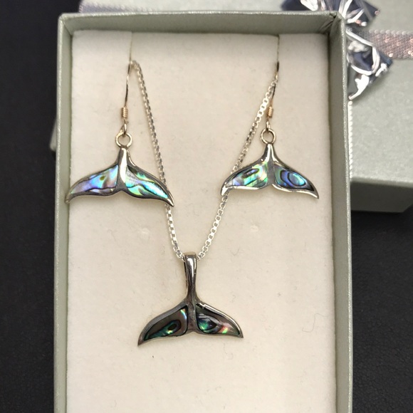 STERLING SILVER WHALE TAIL ABALONE SET 168 NWT - Picture 3 of 6